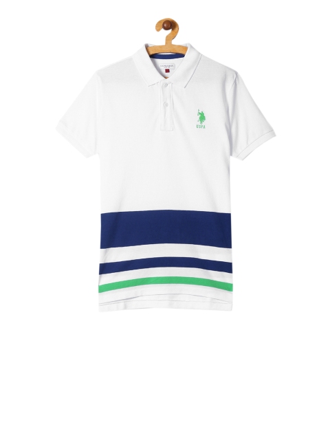 

U.S. Polo Assn. Infant Boys White & Navy Blue Striped Polo Collar T-shirt