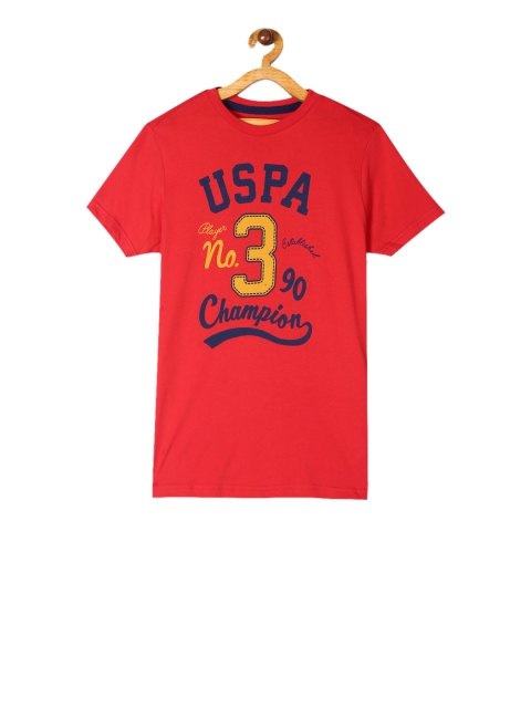 

U.S. Polo Assn. Kids Boys Red Printed Round Neck T-shirt