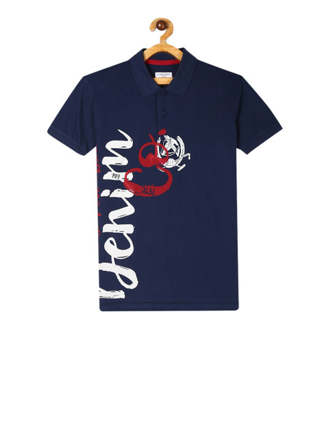 

U.S. Polo Assn. Kids Boys Navy Blue Printed Polo Collar T-shirt