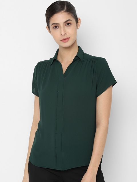 

Allen Solly Woman Green Regular Fit Solid Casual Shirt