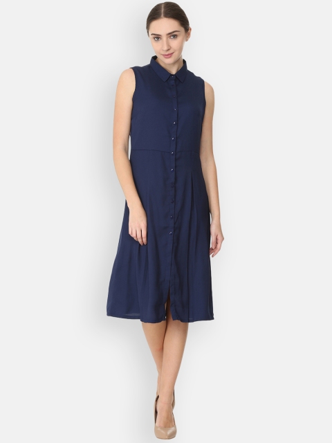 

Allen Solly Woman Navy Blue Solid Shirt Dress