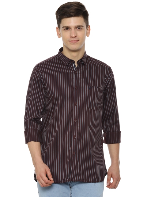 

Allen Solly Men Maroon & Blue Slim Fit Striped Casual Shirt