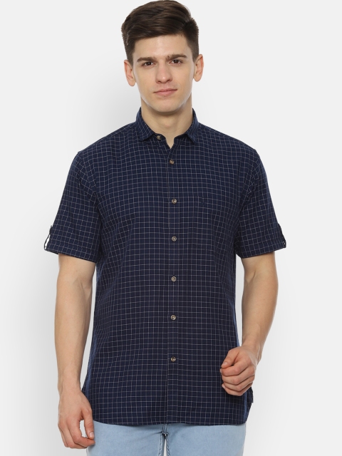 

Allen Solly Men Navy Blue Slim Fit Checked Casual Shirt