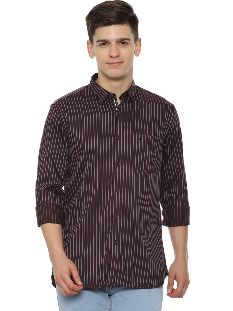 

Allen Solly Men Maroon & Blue Slim Fit Striped Casual Shirt
