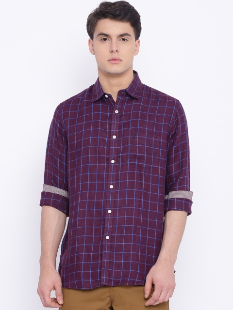 

Allen Solly Men Purple Slim Fit Checked Linen Casual Shirt