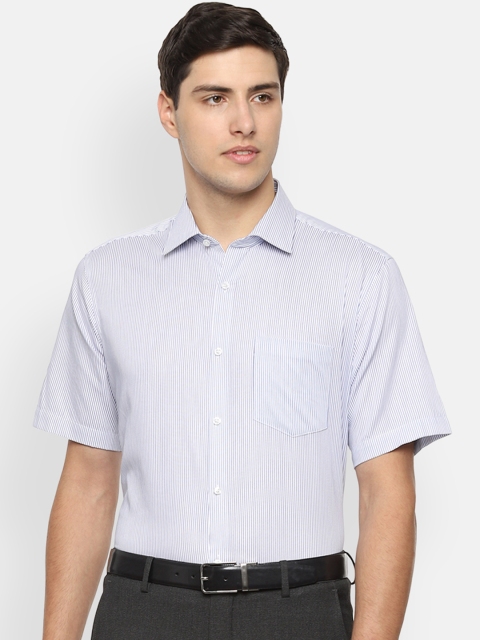 

Van Heusen Men White & Blue Striped Regular Fit Formal Shirt