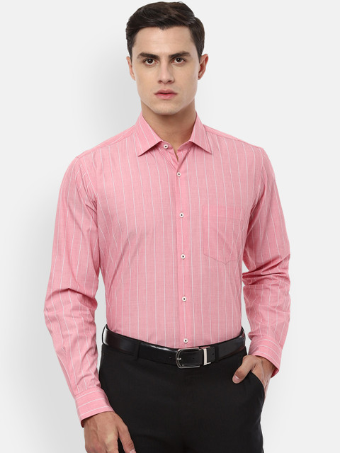 

Van Heusen Men Red & White Regular Fit Striped Formal Shirt