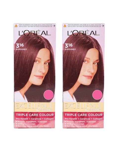 

LOreal Paris Set Of 2 Excellence Creme Triple Care Hair Colour Burgundy 3.16