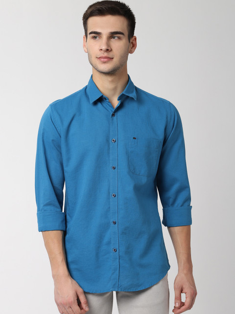 

Peter England Casuals Men Blue Slim Fit Solid Casual Shirt