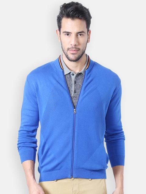 

Peter England Casuals Men Blue Self Design Sweatshirt