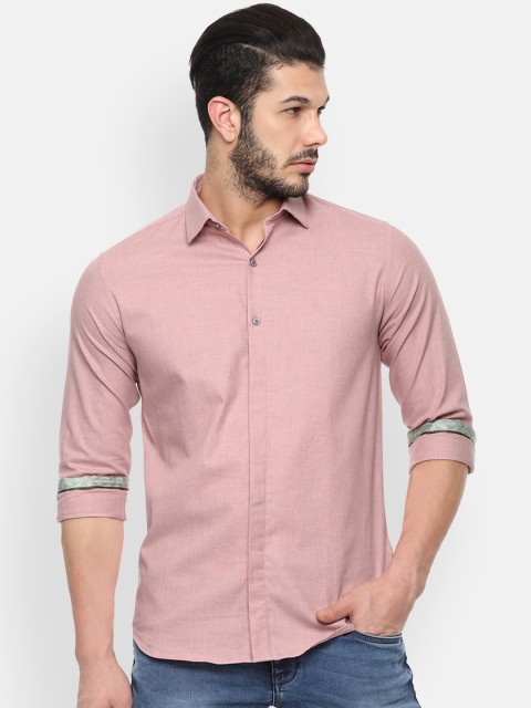 

V Dot Men Pink Slim Fit Solid Casual Shirt