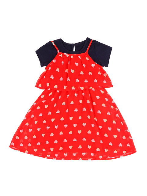 

Pantaloons Junior Girls Red Printed Fit and Flare Dress