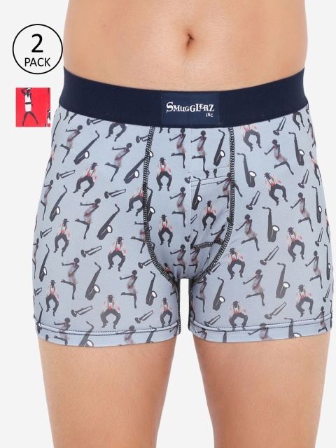 

Smugglerz Pack Of 2 Red and Grey Printed Trunks