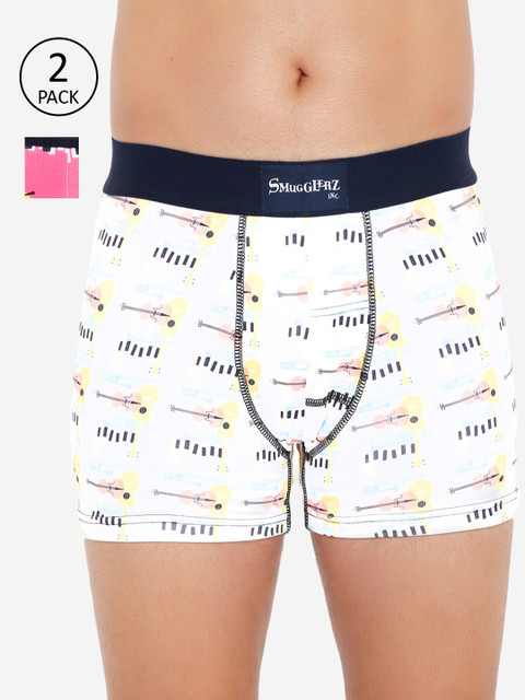 

Smugglerz Men Pack Of 2 Jazz Music Printed Trunks Pack-S_Smundies, Off white
