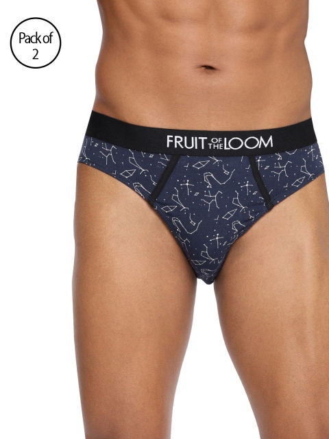 

Fruit of the loom Men Pack Of 2 Navy Blue Printed Briefs MHB14