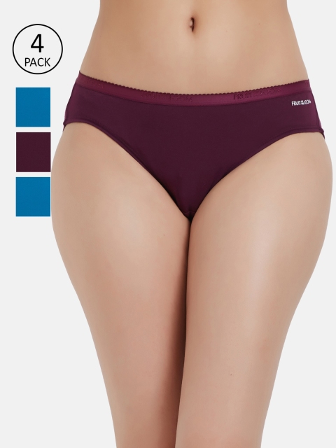 

Fruit of the loom Women Pack of 4 Solid Hipster Briefs, Burgundy