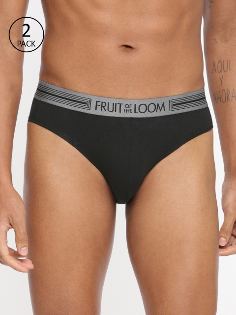 

Fruit of the Loom Men Pack Of 2 Black Solid Briefs MHB20-A1S1