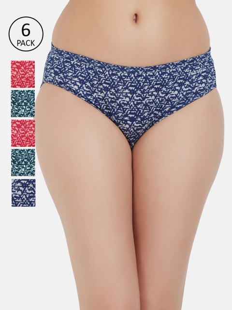 

Fruit of the loom Women Pack of 6 Printed Hipster Briefs FBKP01-3P-DA1P4, Pink