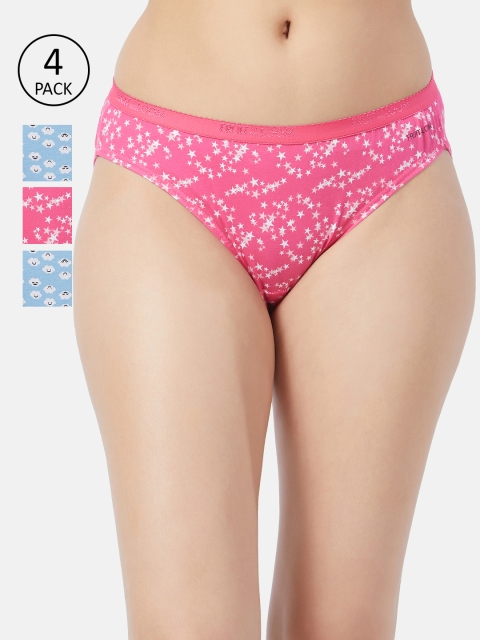 

Fruit of the loom Women Pack of 4 Printed Hipster Briefs FBKP02-2P-LA1P3, Pink