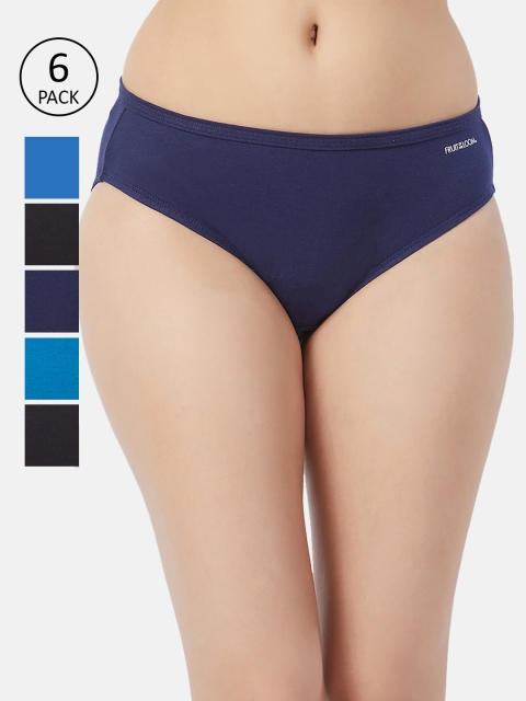 

Fruit of the loom Women Pack of 6 Solid Hipster Briefs FBKS01-3P-DA2S5, Black