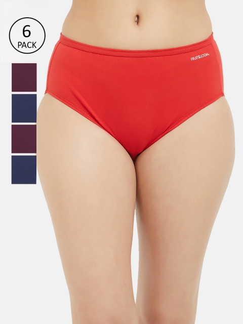 

Fruit of the loom Women Pack of 6 Solid Hipster Briefs FHPS01-3P-DA2S7, Red