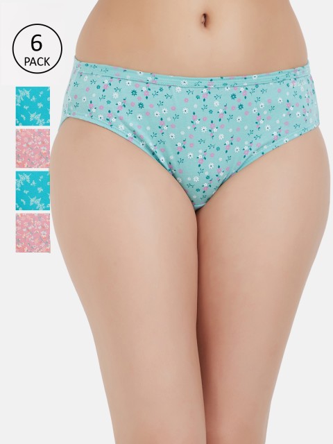 

Fruit of the loom Women Pack of 6 Printed Bikini Briefs FBKP01-3P-LA1P3, Sea green