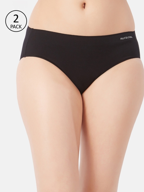 

Fruit of the loom Women Pack of 2 Black Solid Bikini Briefs FBKS04-A1S1