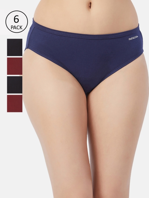 

Fruit of the loom Women Pack of 6 Solid Bikini Briefs FBKS01-3P-DA1S2, Black