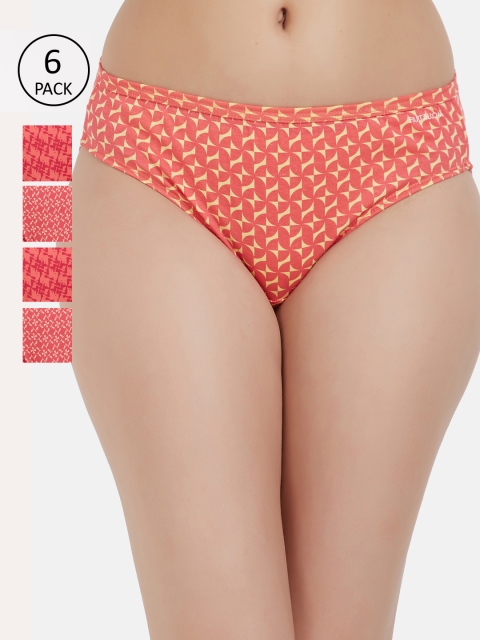 

Fruit of the loom Women Pack of 6 Printed Bikini Briefs FBKP01-3P-DA1P3, Peach