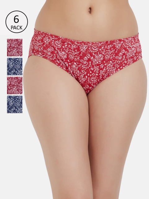 

Fruit of the loom Women Pack of 6 Printed Bikini Briefs FBKP01-3P-DA1P2, Red
