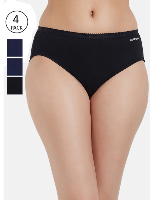 

Fruit of the loom Women Pack of 4 Solid Hipster Briefs FHPS02-DA1S3, Black