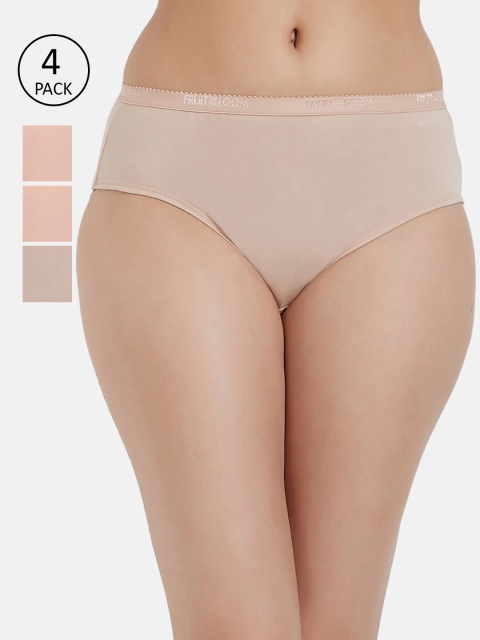 

Fruit of the loom Women Pack of 4 Solid Hipster Briefs FHPS02-LA2S9, Beige