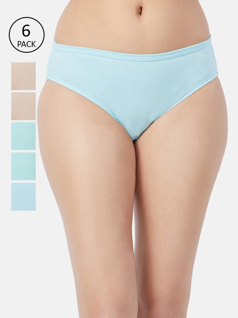 

Fruit of the loom Women Pack of 6 Solid Bikini Briefs FBKS01-LA1S4, Blue