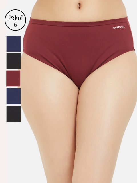 

Fruit of the loom Women Pack of 6 Solid Hipster Briefs FHPS01-3P-DA1S2, Black