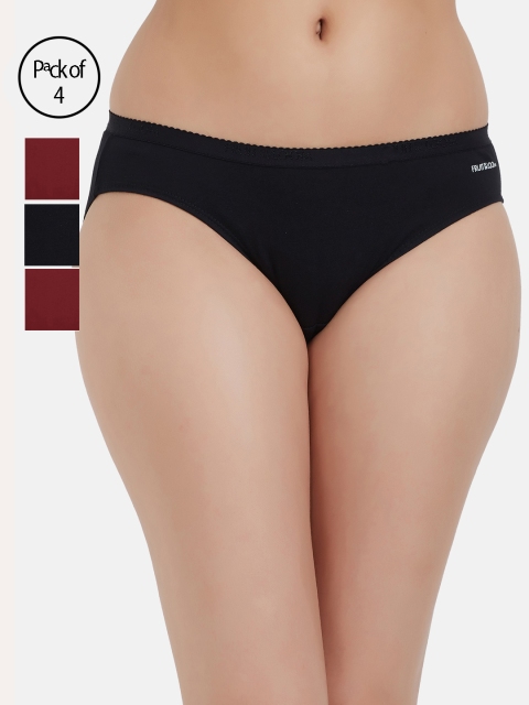 

Fruit of the loom Women Pack of 4 Solid Basic Briefs FBKS02-2P-DA2S7, Black