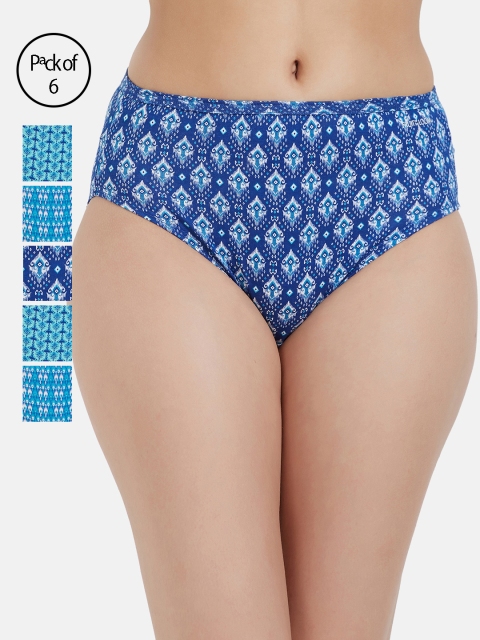 

Fruit of the loom Women Pack of 6 Printed Hipster Briefs FHPP01-3P-LA1P4, Blue