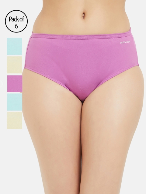 

Fruit of the loom Women Pack of 6 Solid Hipster Briefs FHPS01-3P-LA2S3, Purple