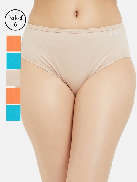

Fruit of the loom Women Pack of 6 Solid Hipster Briefs FHPS01-3P-LA1S10, Orange