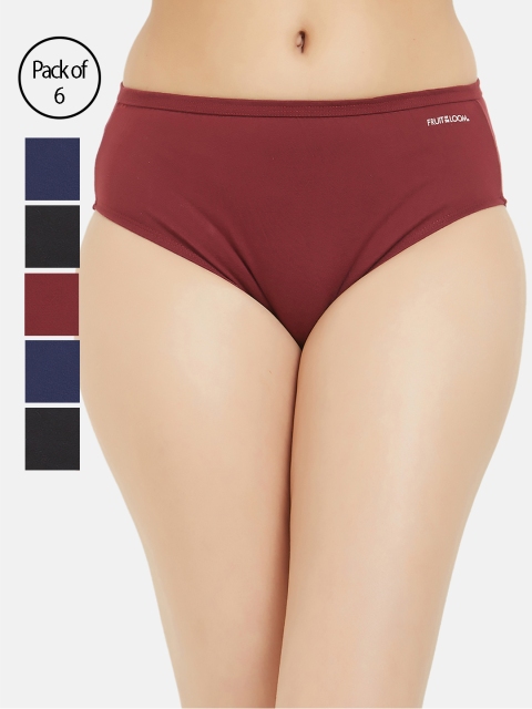 

Fruit of the loom Women Pack of 6 Solid Hipster Briefs FHPS01-3P-DA1S2, Black