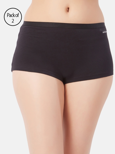 

Fruit of the loom Women Pack Of 2 Black Solid Boy Shorts FBYS03-A1S1
