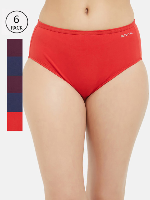 

Fruit of the loom Women Pack of 6 Solid Hipster Briefs FHPS01-3P-DA2S7, Burgundy