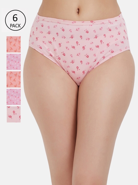 

Fruit of the loom Women Pack of 6 Printed Hipster Briefs FHPP01-3P-LA1P2, Pink