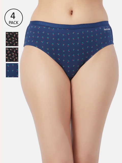 

Fruit of the loom Women Pack of 4 Printed Hipster Briefs FHPP02-2P-DA1P3, Navy blue