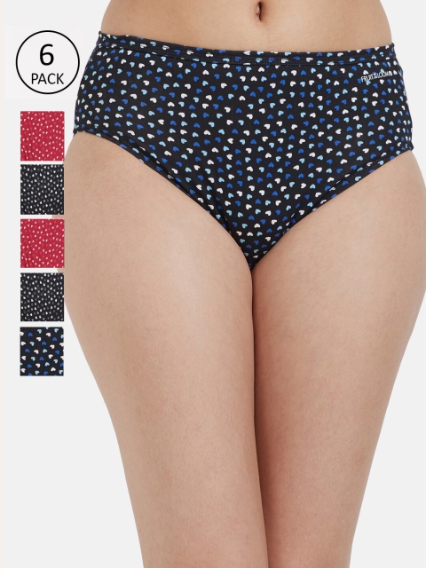 

Fruit of the loom Women Pack of 6 Printed Hipster Briefs FHPP01-DA1P5, Black