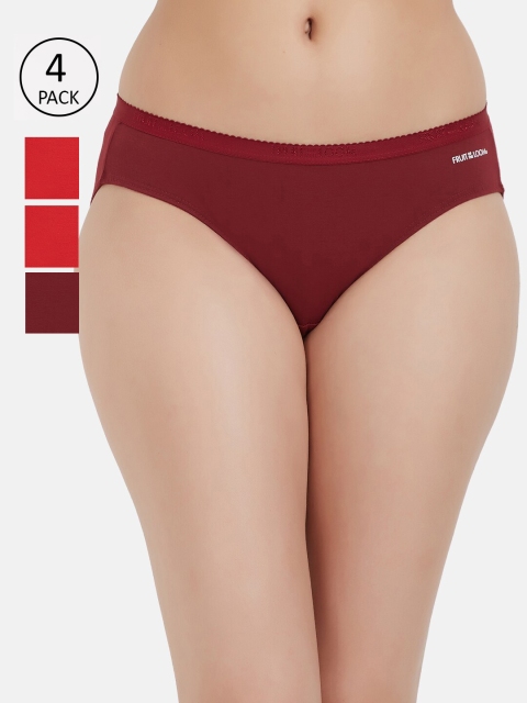 

Fruit of the loom Women Pack of 4 Solid Bikini Briefs FBKS02-DA1S2, Red