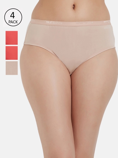 

Fruit of the loom Women Pack of 4 Solid Hipster Briefs FHPS02-LA1S2, Coral