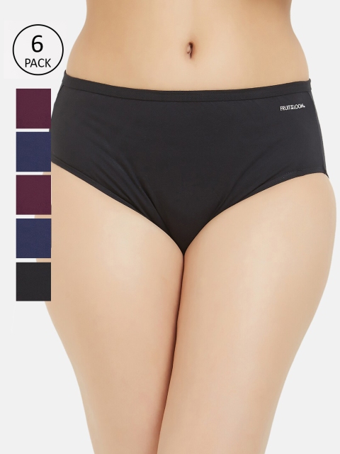 

Fruit of the loom Women Pack of 6 Solid Hipster Briefs FHPS01-DA1S1, Navy blue