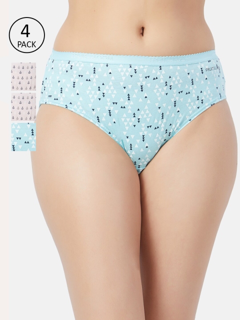 

Fruit of the loom Women Pack of 4 Printed Hipster Briefs FHPP02-2P-LA1P4, Blue