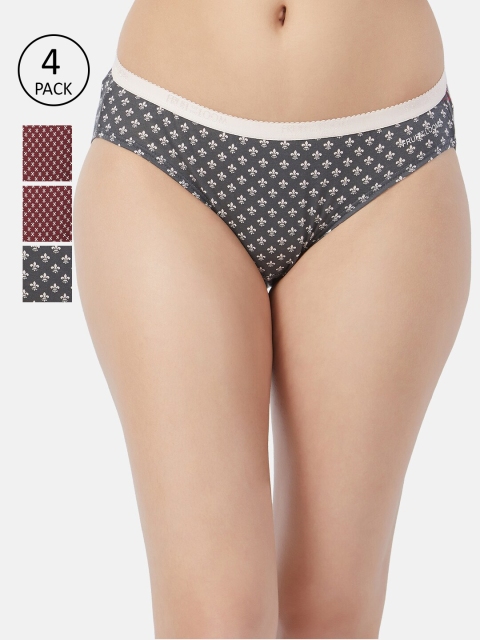 

Fruit of the loom Women Pack of 4 Printed Bikini Briefs FBKP02-2P-DA1P2, Maroon