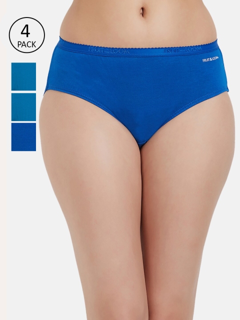 

Fruit of the loom Women Pack of 4 Blue Solid Hipster Briefs FHPS02-2P-DA1S1